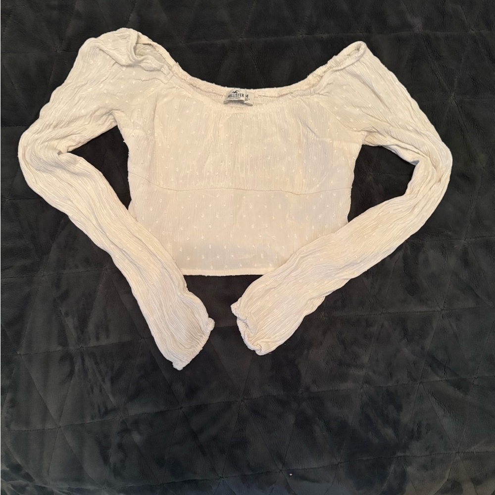 Hollister White Smocked Crop Blouse